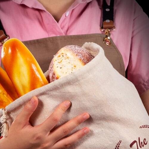 Linen Bread Storage Bag Homemade Reusable French Baguette Bags Homemade Loaf Drawstring Pouch Washable Kitchen Foods Storage