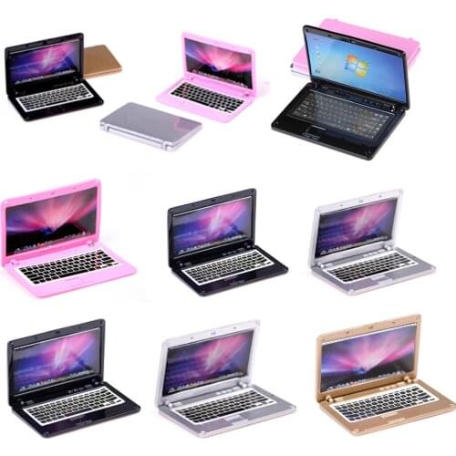 Cute Simulation Mini Laptop Computer Dollhouse Miniature 1:12 Alloy Crafts Dollhouse Decoration for Doll House DIY Accessories