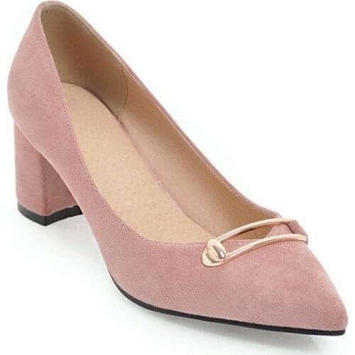 High heel fashion pointed female in the spring of 2018 the new thick with shallow mouth 40-43 shoes 18119