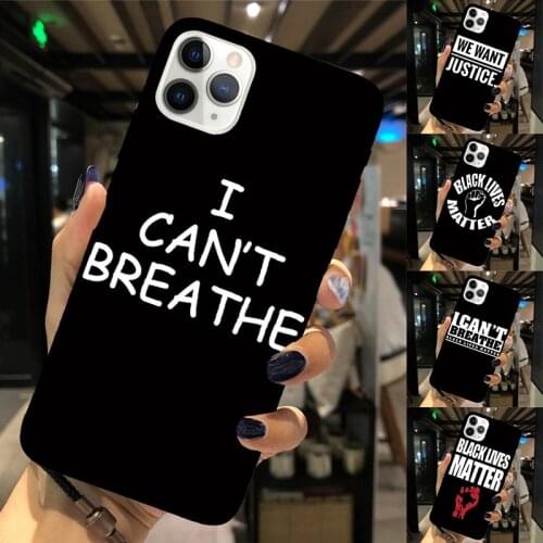 Soft TPU Phone Case For iPhone X XS Max XR 11 Pro 7 8 6 6S Plus SE 2020 United States I Can't Breathe Word Black Silicone Cover