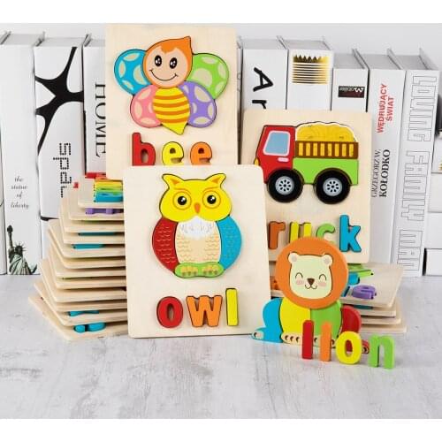 New Montessori Materials Children Jigsaw Board Educational Wooden Toys for Toddlers Puzzle Tangram Cartoon Owl Baby Toys Gifts