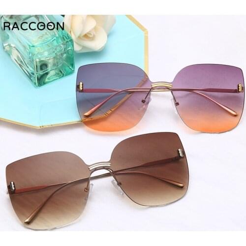 Gentle My Mars Women Rimless Cat Eye Oversized Sunglasses Luxury Fashion Female Sun Glasses Monster Wild Personality New Eyewear