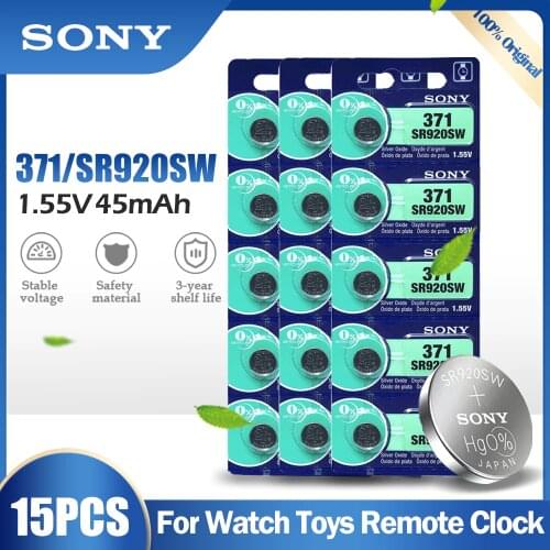 15PCS Original Sony 371 SR920SW AG6 920 LR920 LR69 171 370A 371A 1.55V Silver Oxide Battery For Watch Calculator Button Cell