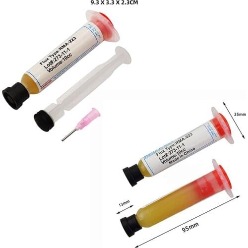 2021 New 2pcs/lot Needle Shaped 10cc RMA-223 PCB PGA BGA SMD With Flexible Tip Syringe Solder Paste Flux Grease Repair Solde