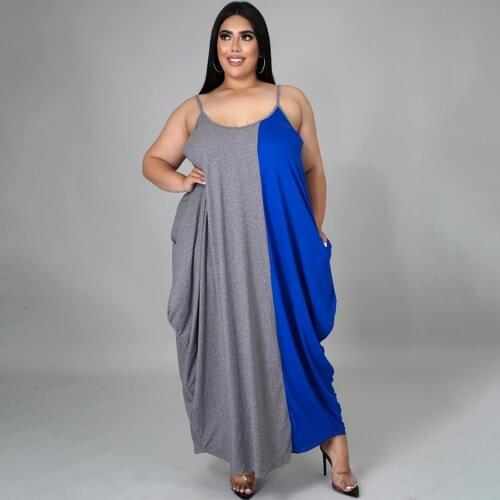 4XL 5XL Plus Size Sleeveless Patchworkt Maxi Dress 2021 New Hot Women Summer Ladies Stretch Holiday Sundress Dress Female Dress