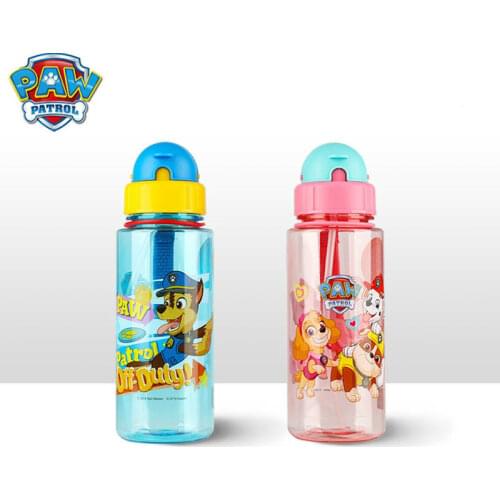 Genuine Cartoon PAW Patrol Water Cups with Straw Boys Student Outdoor Drinking Water Bottle Kids Gift Plastic Materia For Gift