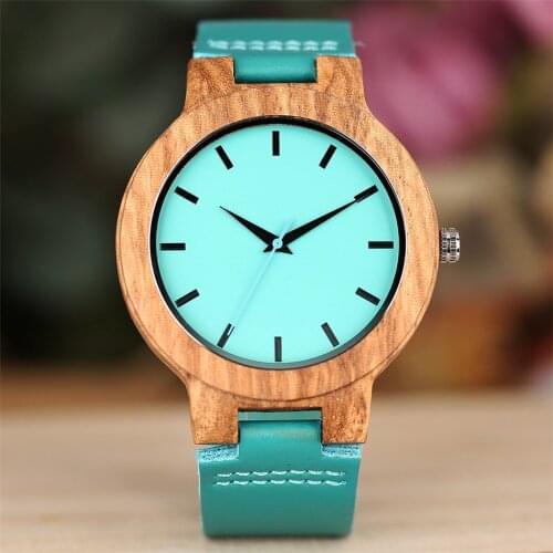 Luxury Watch Men Wood Watches Blue Dial Genuine Leather Mens Watch Quartz Wrist Watch Male Clock reloj hombre relogio masculino