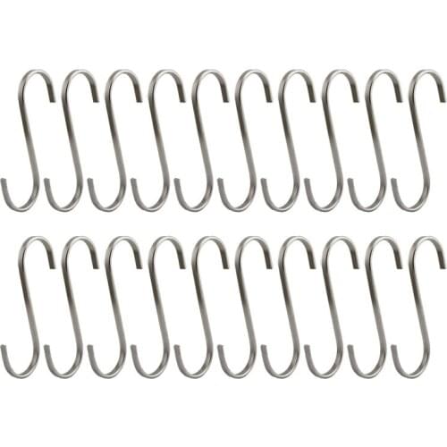 S Hooks Heavy Duty Solid 304 Stainless Steel S Shaped Hanging Hooks,Metal Kitchen Pot Pan Hangers Rack Hooks-Pack of 20