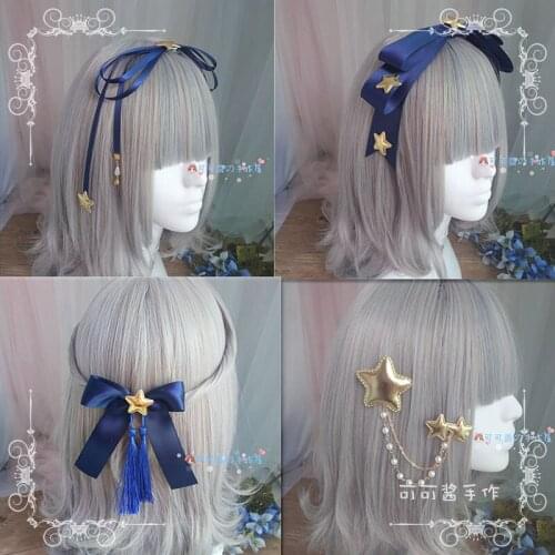 Twilight big bow star soft sister girl heart clip rabbit plush hair ring kc headband Lolita headdress