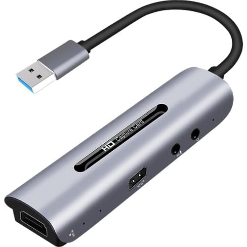 Type C Video Capture Card Audio Mic 4K HDMI-compatible Loop 1080P USB Capture Card Game Record for PS3 Laptop PC Live Streaming