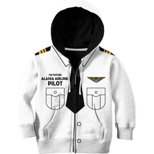 I'm future Alaska Airlines pilot Printed Hoodies Kids Pullover Sweatshirt Tracksuit Jacket T Shirts Boy Girl Cosplay