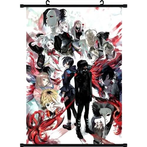 Japanese Anime Decor Wall Scroll Poster Tokyo Ghoul printed cartoon canvas painting Animation Scroll Painting drop shipping