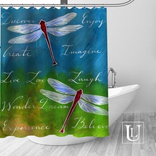 Custom Dragonfly Curtain Fabric Modern Shower Curtain bathroom beautiful Curtains Bath decor Polyester Cloth Waterproof