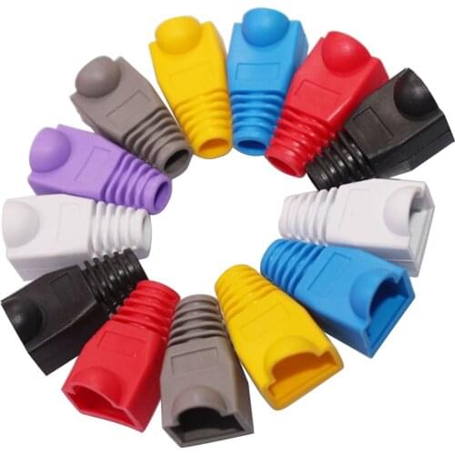 Elisona 100 Pcs Protective CAT5E CAT6 RJ45 8P8C Ethernet Network Cable Line Connector Plug Strain Relief Boot Cover