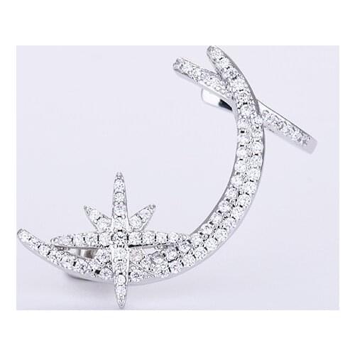 2020 New Fashion Earrings Shine Crystal Jewelry Star Moon Shape Ear Clip Fashion Earring for Women Unicorn Ears Trendy Copper