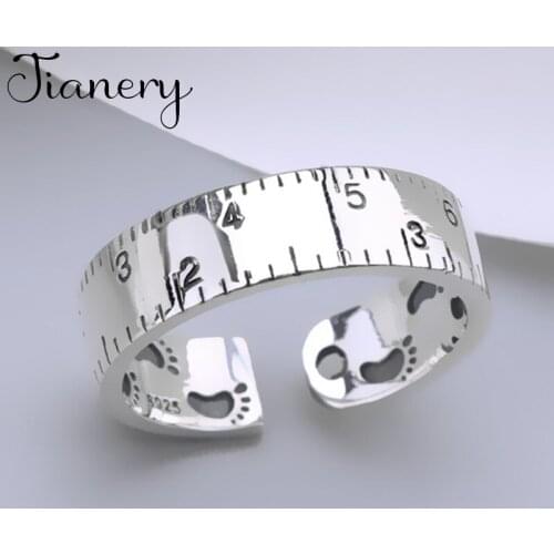Personality Gothic Vintage Ruler Footprint Rings For Women Bridal Wedding Engagement Punk Resizable Antique Rings Rock Jewelry