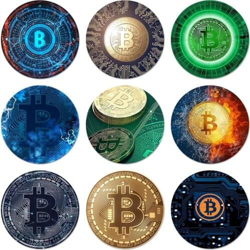 58mm money BITCOIN coins flag Icons Pins Badge Decoration Brooches Metal Badges For Clothes Backpack Decoration