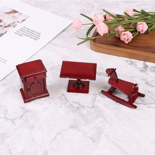 1:12 Doll House Wooden Rocking Horse Chair Nursery Room Furniture Accessories Toys for Children Dollhouse Miniature