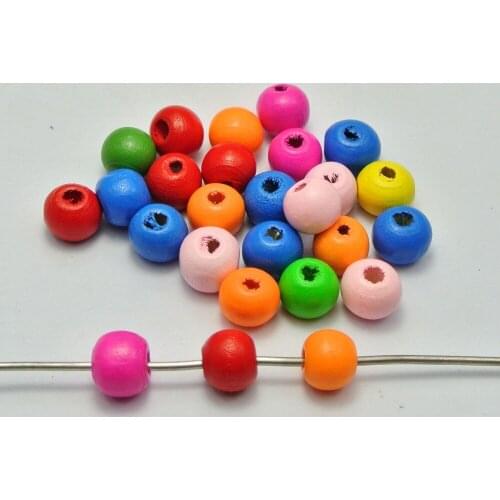 200 Mixed Bright Candy Color 10mm Round Wood Beads~Wooden