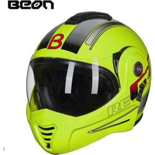 2018 Fluorescent yellow New Four seasons Flip Up Motorcycle Helmets ECE Certification Open Face Motorbike Helmet