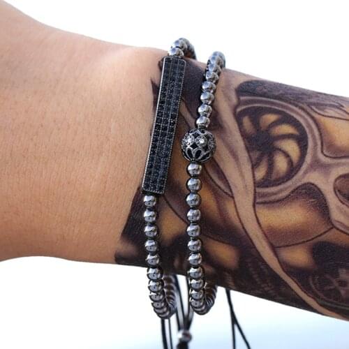 6mm copper beads adjustable bracelet set fashion men bracelets for women jewellery pulsera hombre armband accessories bileklik