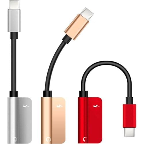 Audio USB Type C Adapter Headphone Type C 3.5MM Jack Aux 2 IN 1 Adapter for Oneplus Huawei Xiaomi 9 Charging Earphone Converter