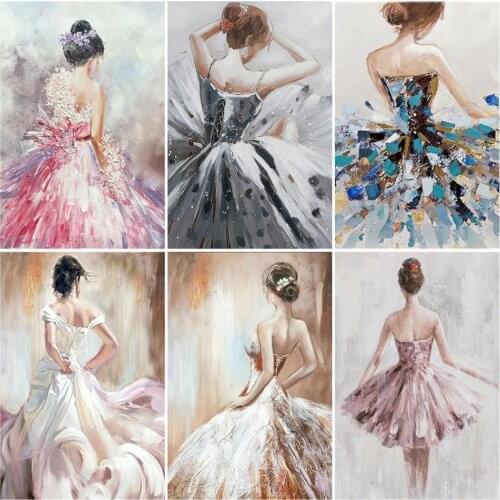 AZQSD Oil Painting By Numbers Dancer Handpainted Gift Unframe DIY Coloring By Numbers On Canvas Portrait Home Decoration