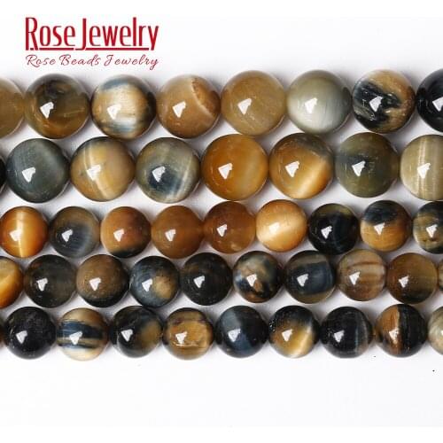 Free Shipping Natural Stone Dream Blue Tiger Eye Agates Round Loose Beads 15" 4 6 8 10 12 14 MM Pick Size For Jewelry Making