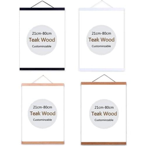 Wooden Poster Hanger Photo Magnetic Frame Four Colors DIY Picture Canvas Print Hanging Wall Art Home Decor 21-80cm A4 A3 Custom