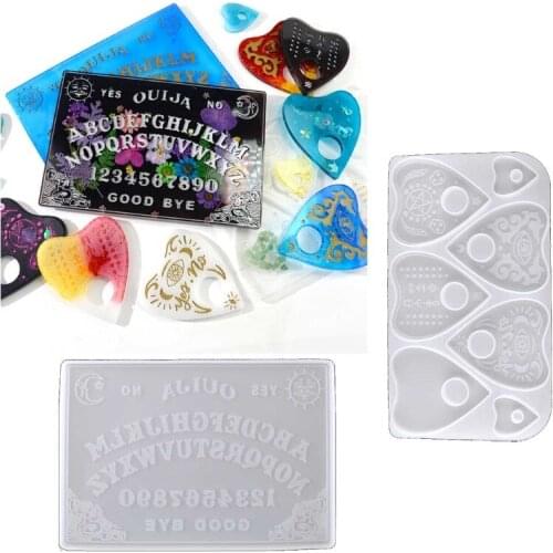 2Pcs Ouija- Board Planchette Resin Molds Gothic Ouija- Board Game Keychain Pendant Epoxy Silicone Molds Jewelry Making