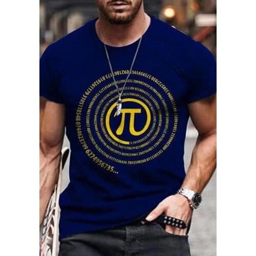 T Shirt For Men Oversize Tshirt Summer Men Clothing Streetwear Fashion Geometric π Number Print Short Sleeve Loose T-shirts Tops