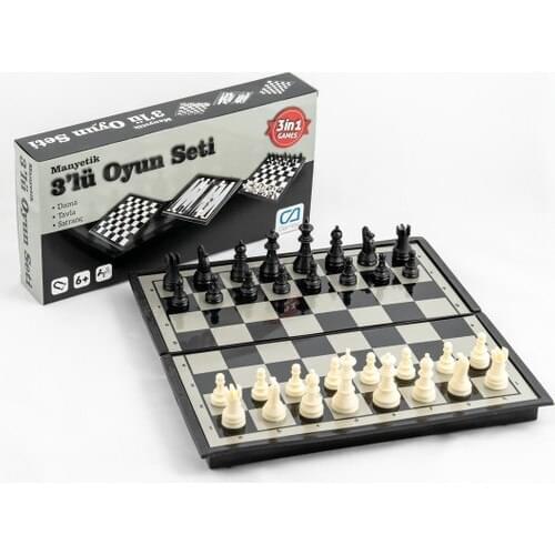 Games Norm Magnetic 3'Lü Play Set Various Intelligence Developer Chess-Checkers-Backgammon Game Set