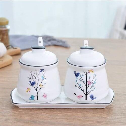 Nordic Ceramic Seasoning Box Household Soy Sauce Vinegar Pot White Porcelain Oil Bottle Kitchen Tools Spice Jars Sugar Bowl