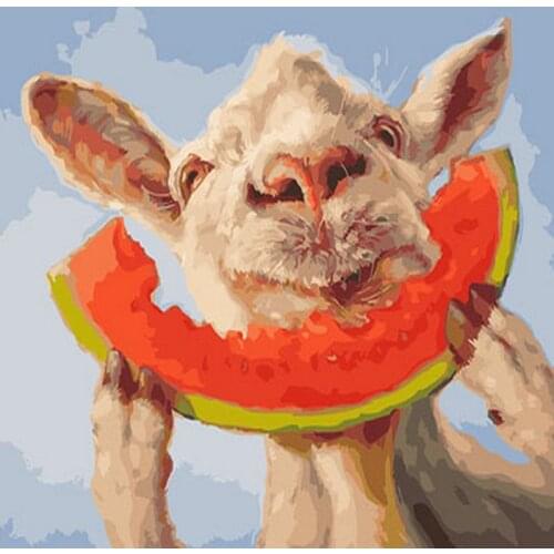 Watermelon Alpaca 40x50CM DIY Painting By Numbers Animals On Canvas Pictures By Numbers Home Decoration DIY Minimalism Style