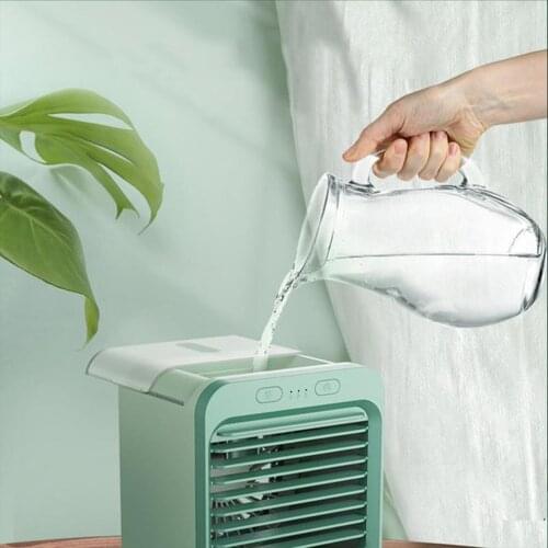 Mini Air Cooler Fan USB Rechargeable Fan Tabletop Air Conditioner Desktop Air Cooling Fan Humidifier Purifier for Office Bedroom