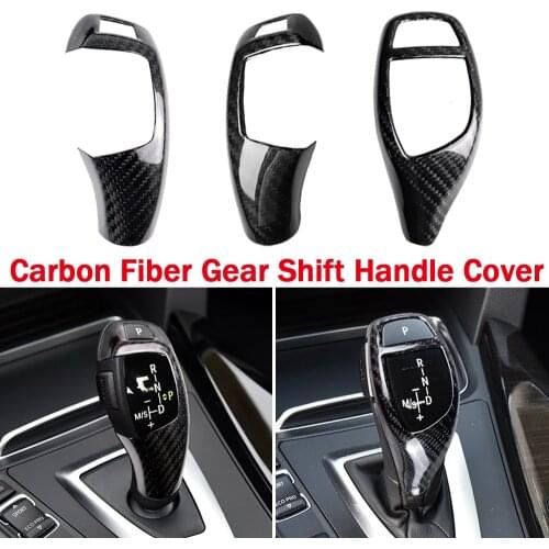 True Carbon Fiber For BMW F20 F30 F34 X5 F15 X6 F16 X3 F25 X4 F26 F10 Car Gear Shift Panel Frame Gear Knob Cover Head Trim