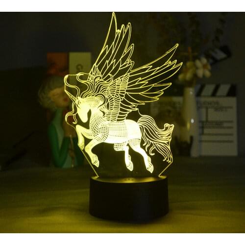 3D Illusion Night Light LED Unicorn Nightlight RGB Color Desk Lamp Atmosphere Smart Phone Control Room Decor Kids Child Gift