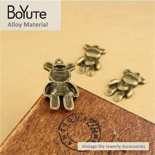 BoYuTe (40 Pieces/Lot) 15*29MM Antique Bronze Animals Bear Charms Alloy Pendant for Diy Fashion Jewelry Making Accessories