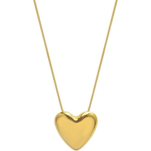 Hot Sale Simple Minimalist Snake Chain Necklace Women 316L Stainless Steel Heart Pendant Necklace For Women Girl Trendy Jewelry