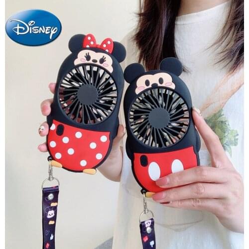 Disney Mickey Cartoon Cute Small Fan Usb Charging Desktop Can Hang Neck Type To Send Lanyard Portable Portable Silent Fan