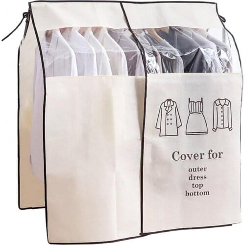 Non-woven Fabric Hanging Cloth Wardrobe Suit Coat Transparent Window Dust Cover