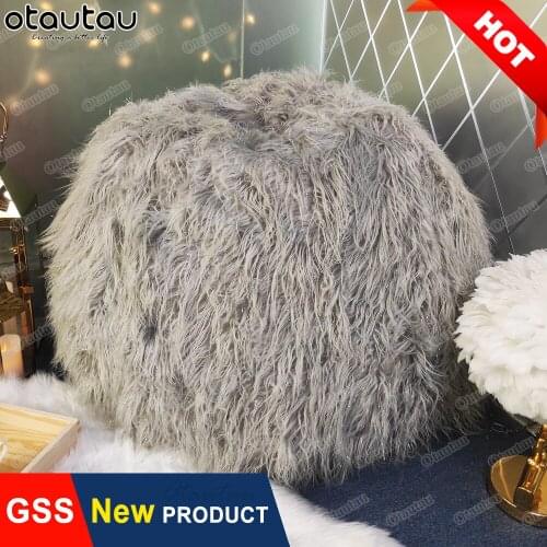 Adults D100cm 3.3ft Fluffy Spangly Fur Game Chair Bean Bag Sofa with Filling Beanbag Pouf Sac Couch Floor Corner Seat Lazy Futon