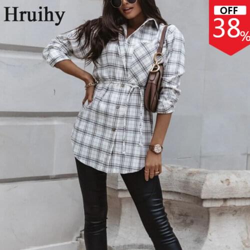 Plus Size Shirt Dress Long Sleeve Turn-down Collar Plaid Fashion Dress for Women Streetwear Casual Office Lady Autumn Dress