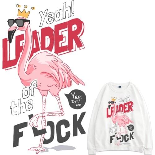 Pink Flamingo Patches Letter Thermal Stickers on Clothes Fabric Iron-on Transfers for Clothing Thermoadhesive Patch Diy Applique