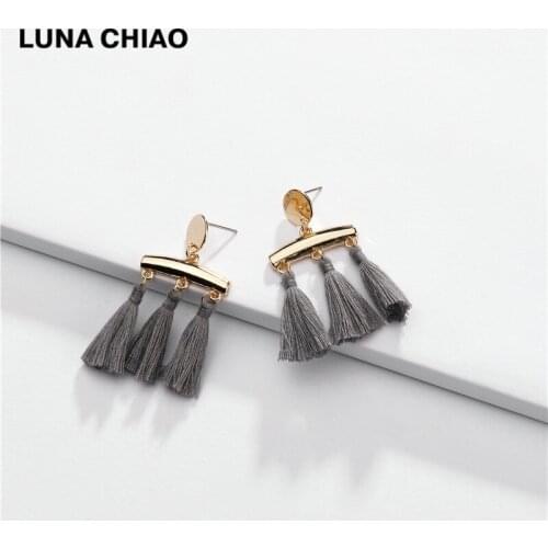 LUNA CHIAO 2020 Fall Winter New Styles Triple Tassel Drop Earring Metal Statement Earrings Chic Style