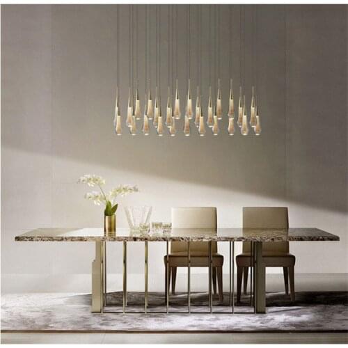 Modern LED Glass Crystal Pendant Lights Living Room Light Staircase Living Room Interior Decor Villa Lamp Lighting Hanging Lamp