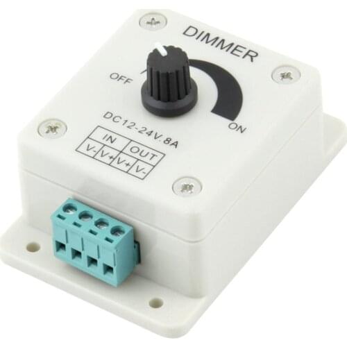 DC 12V-24V 8A LED Dimmer Switch Lamp Bulb Strip Light Adjustable Brightness Controller PWM Digital Dimming Knob Controlling