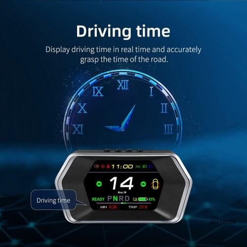 T17 Head Up Display Auto Display Smart Car HUD Gauge Speed Indicator Light Prompt Safety Alarm Driving Time for Tesla Model 3
