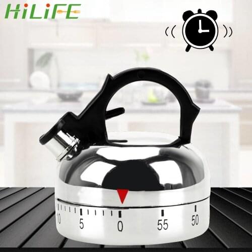 HILIFE Mechanical Timer Countdown Alarm Reminder Plastic Cooking Reminders Tools Kettle Shape 60 Minutes Kitchen Timer