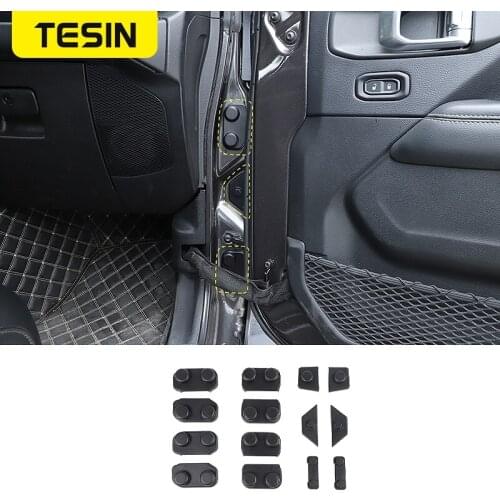 TESIN 14Pcs Car Styling Door Hinge Screw Protection cover Trim Sticker Fit For Jeep Wrangler JL 2018+ Car Exterior Accessories